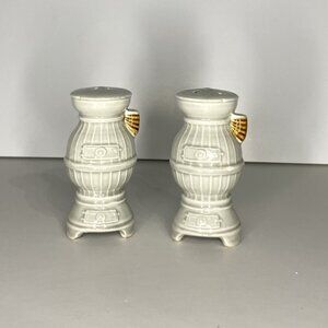 Gray Pot Belly Stove Salt & Pepper Shaker, Vintage